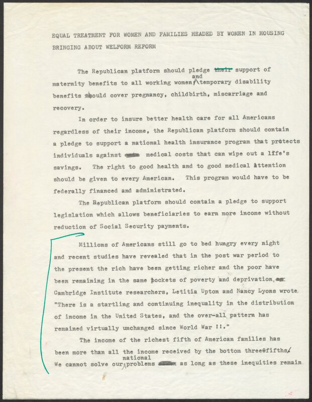 Draft with edits of Brothers' testimony before the platform committee. August 17, 1972. (17 of 18)